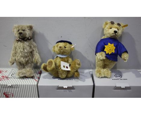 Three Steiff Bears including a 2013 'Bojangles' No.664274, limited edition of 2000, a 2017 Harrods 'Arthur' No. 690419 limite