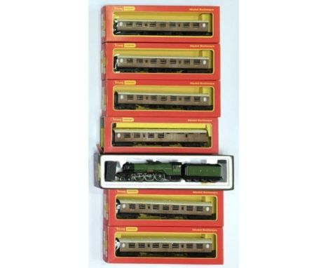 A Lilliput 'OO' gauge Flying Scotsman, green L.N.E.R and tender, together with six Tri-ang Hornby R.745 Flying Scotsman coach