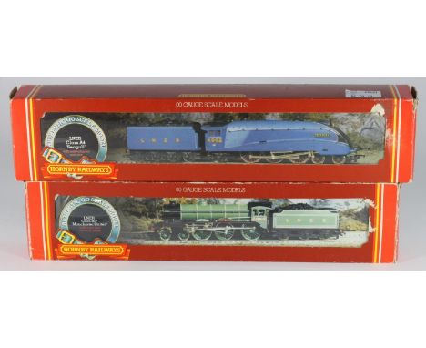 A Hornby Railways 'OO' gauge R.372 LNER Class A4 Loco and tender 'Seagull,' (blue), and R.053 LNER Class B17 Loco 'Manchester