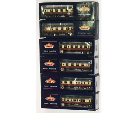 Six Bachmann 'OO' Gauge Coaches, comprising 1x 39-027D BR MK1 Corridor SK, 2x 39-127B BR MK1 Composite CK, 1x 39-227B BR MK1 