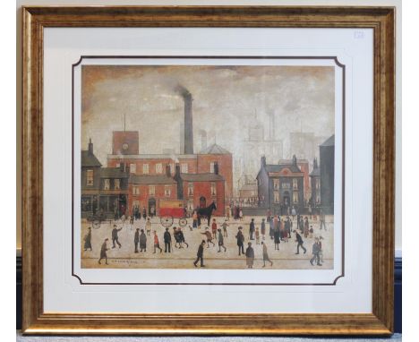 After Laurence Stephen Lowry R.A. (British, 1887-1976) 'Coming Home From The Mill', limited edition colour gouttelette print,