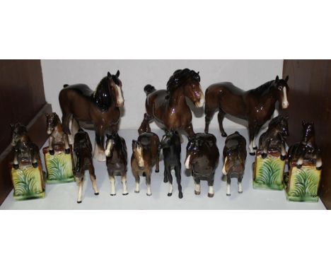 SECTION 1. Nine various Beswick horses including Thoroughbred No. 1772A, Cantering Shire No. 975, Black Beauty as a foal, No.