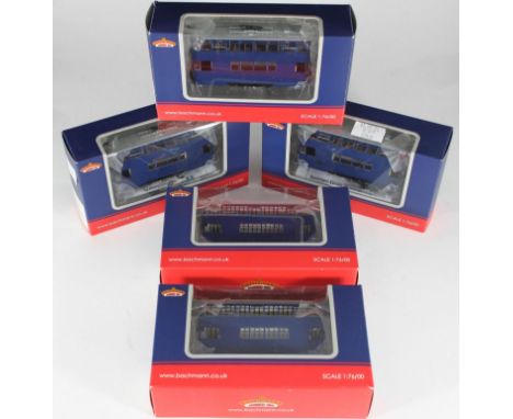 Five Bachmann Branch-Line CE00607 Tram Car Blue, all boxed and mint 