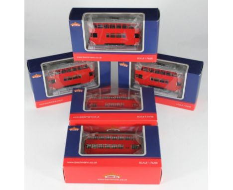Five Bachmann Branch-Line CE00608 Tram Car Red, all boxed and mint 