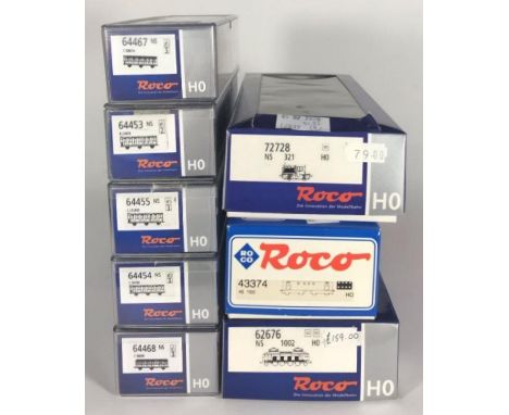 Eight various ROCO HO gauge comprising   62676 Diesel Electric engine, 43374 Diesel Electric engine, 72728 NS 321 HO shunter,