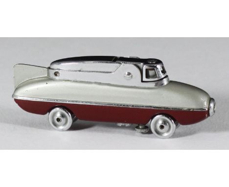 A novelty 1950s Sarome pocket lighter modelled as the 'Bluebird' land-speed record-breaking car, silver and red paintwork 