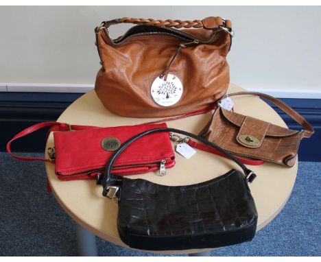 A Mulberry tan leather zip top shoulder/handbag, with plaited strap detailing, inside pocket, measures approx. H 40cm x W 37c