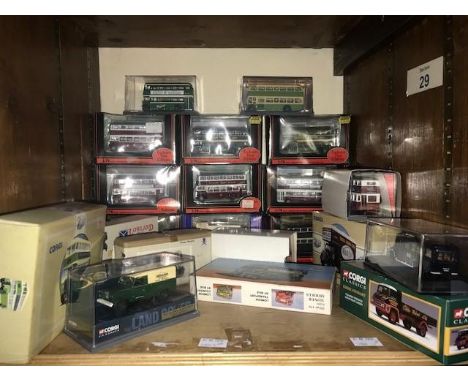 Twenty-one various scale model buses, including Corgi, Exclusive First Editions, Pirate Models etc 