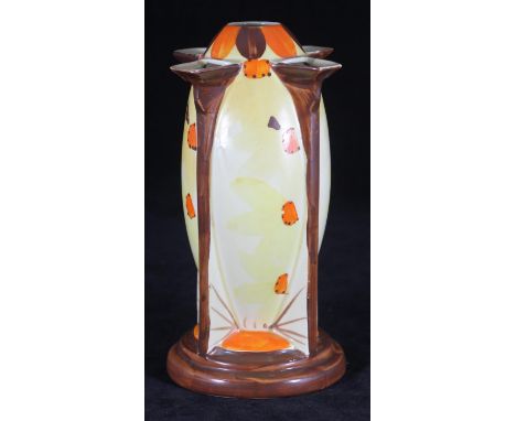 A Myott. Son &amp; Co 'Torpedo' vase, shape 8980 painted in brown yellow and orange glazes, 22cm high 