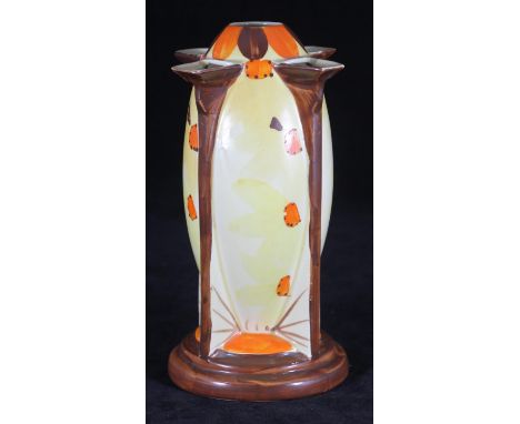 A Myott. Son &amp; Co 'Torpedo' vase, shape 8980 painted in brown yellow and orange glazes, 22cm high 