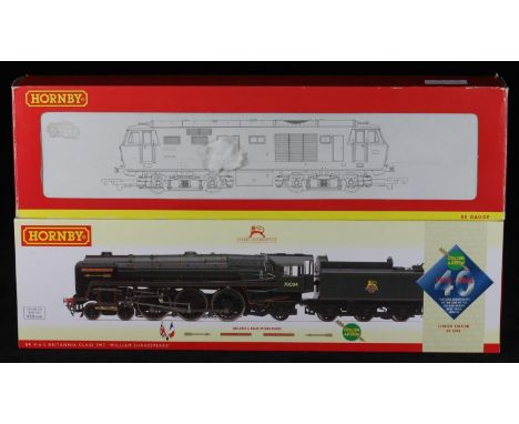 A Ltd Edition Hornby R3096 Golden Arrow Boat Train Britannia Class Locomotive, 70004 William Shakespeare, boxed and mint, tog