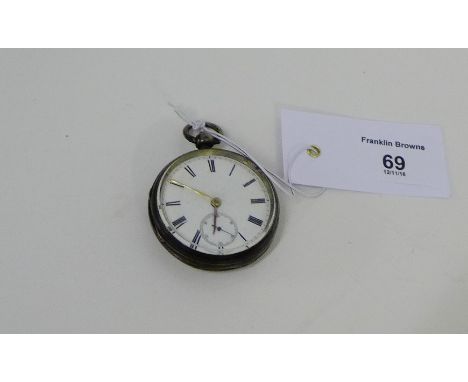 A Victorian London silver cased pocket watch, the enamel dial with Roman numerals and subsidiary seconds dial
