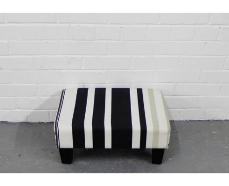 A contemporary stripped fabric foot stool, 22 x 50cm 