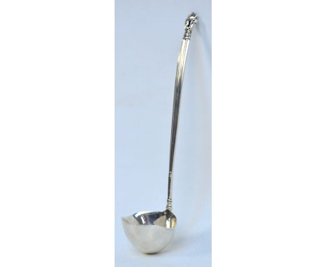 GEORG JENSEN; a silver twin lipped sauce ladle in the "Acorn" pattern also known as "Konge", designed by Johan Rohde, Jensen 