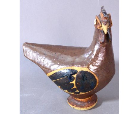 ROSEMARY WREN (1922-2013) for Oxshott Pottery; a stoneware Rhode Island red pullett, impressed wren mark with original galler