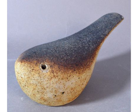 ROSEMARY WREN (1922-2013) for Oxshott Pottery; a stylised stoneware song thrush, impressed wren mark and incised pottery name