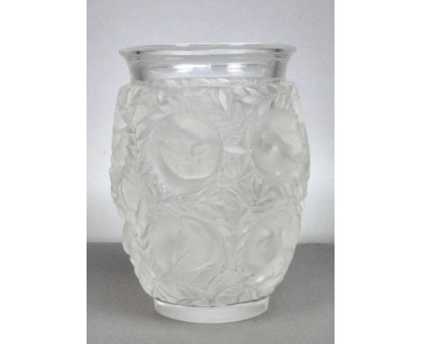 LALIQUE; a post-1947 "Bagatelle Sparrow" relief moulded vase, etched mark to base, height 16.75cm. CONDITION REPORT: There is