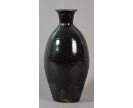 BERNARD LEACH (1887-1979) for Leach Pottery; a stoneware vase covered in tenmoku glaze and khaki spots impressed BL and potte