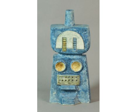 TROIKA; a large double lamp base, with geometrical designs in turquoise and shades of brown, signed to base with monogram "CH