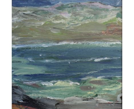 UNATTRIBUTED; oil on board, impasto seascape, indistinctly signed lower left, 53 x 50cm, framed and glazed.