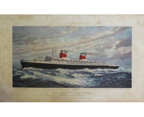 After Thomas C Skinner; a maritime print 'Steam Ship United States Flagship of the United States Lines Built by the Newport N