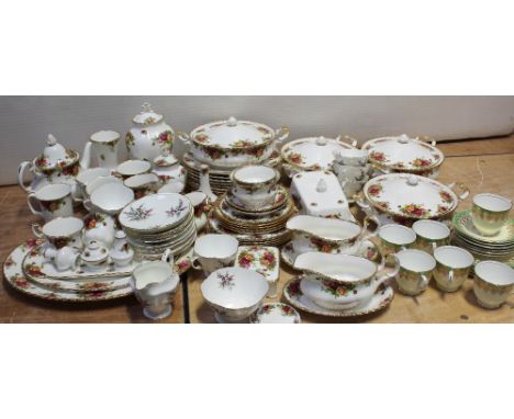 A quantity of Royal Albert 'Old Country Roses' dinner and teaware to include ten dinner plates, side plates, teapot, four tur