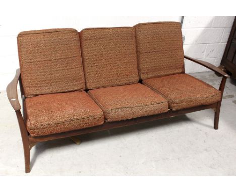 A c1970s retro teak three-seat sofa, width 174cm.