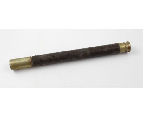 A W Ottway &amp; Co Ltd military single drawer telescope, marked with broad arrow, no.179, with shagreen cover, length 45.5cm