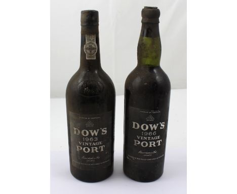 A bottle of Dows 1966 vintage port, and a bottle of Dows 1963 vintage port (2). CONDITION REPORT Please note that this lot is