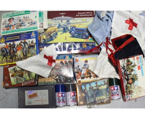 An Airfix kit for a WWII RAF Mosquito FBVI, a RAF refuelling diorama set, various makes to include Esci Ertl, Italeri, Prussi