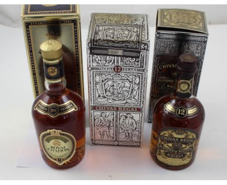 A vintage boxed 75cl bottle of Chivas Bros Royal Citation Fine Old Scotch whisky, a later bottle of twelve year old Chivas Re