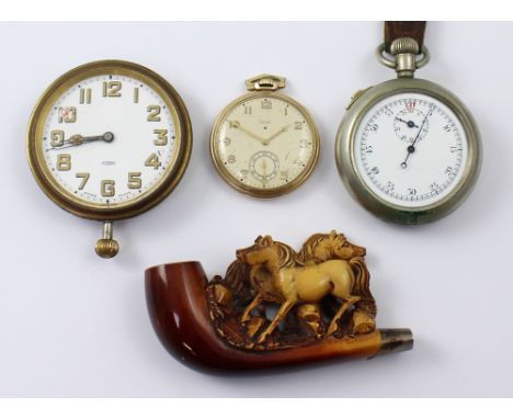 A 1917 S Alexander &amp; son Mk II military stopwatch with broad arrow marked 'No.5906' (af), an Elgin gold-plated mid-20th c