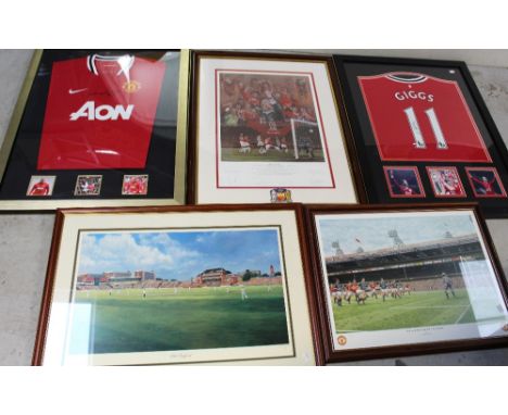 Two Manchester United signed football shirts for Wayne Rooney and Ryan Giggs, both 80 x 59cm, framed and glazed, a signed lim