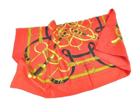 HERMES. A Hermes, Paris silk square in the 'Eperon d'Or' pattern. 89 x 88cm. (Pre-owned but seemingly little used.)