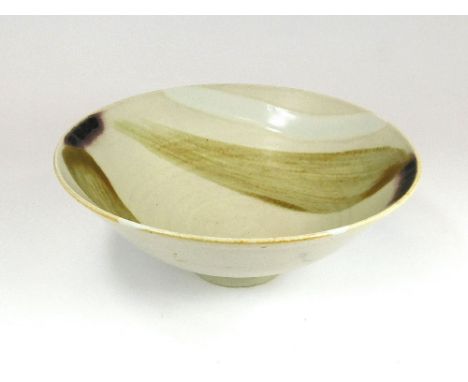 DAVID LLOYD-JONES.A footed bowl with brush decoration by David Lloyd-Jones. Diameter 25cm. Height 9cm. Impressed mark.