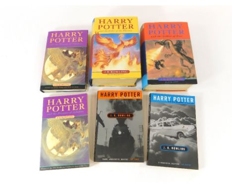 BOOKS: HARRY POTTER. Harry Potter novels by J. K. Rowling. Three hardback 1st &amp; three paperback editions (6)