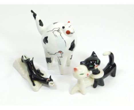 VILLEROY &amp; BOCH. A Villeroy &amp; Boch, Made in France, Cat, designed by Rosemary Benedikt. Max. Height 12cm. Also, two G