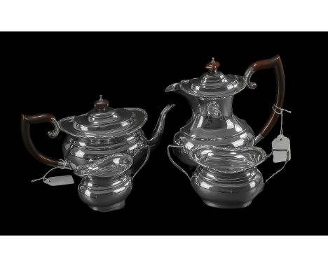 Elizabeth ll Excellent Four Piece Sterling Silver Tea - Coffee Service of pleasing proportions, hallmarked Birmingham 1969, m