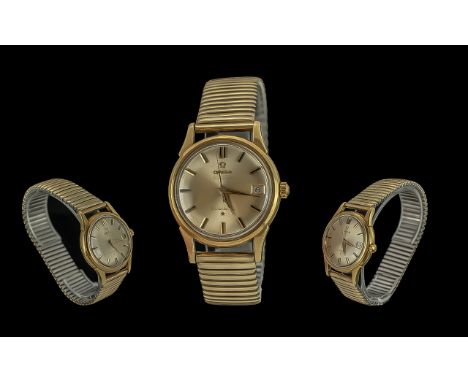 Omega Constellation Gents 18ct Gold Automatic Chronometer Wrist Watch. c.1960's. Features Champagne Dial, Gold Markers, Just-