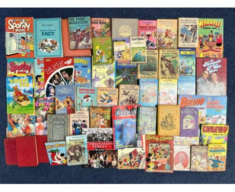Two Boxes of Vintage Children's Annuals &amp; Books, including annuals, classic novels, including Robinson Crusoe, Home Encyc