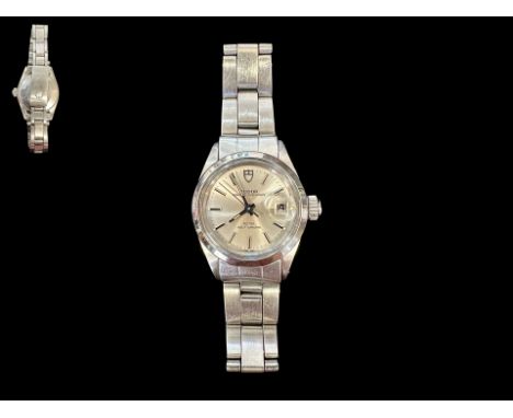 Rolex - Tudor Princess Oyster Date Rotor Self - Winding Ladies Stainless Steel Watch, Signed to Dial, Back of Case, Bracelet,
