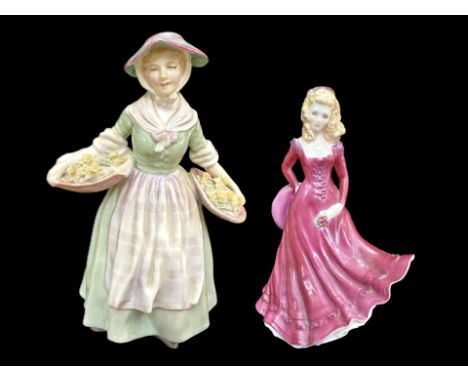 Two Porcelain Figures, comprising Royal Worcester 'Rebecca' modelled by Richard Moore, and Royal Doulton 'Daffy Down Dilly' H