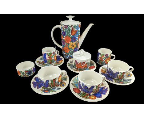 Villeroy &amp; Boch 'Acapulco' Tea/Coffee Set, comprises Tea/Coffee pot, two coffee cans and saucers, three tea cups and sauc