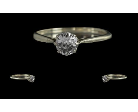 18ct Gold Single Stone Diamond Ring, central diamond approx. .58 cts.