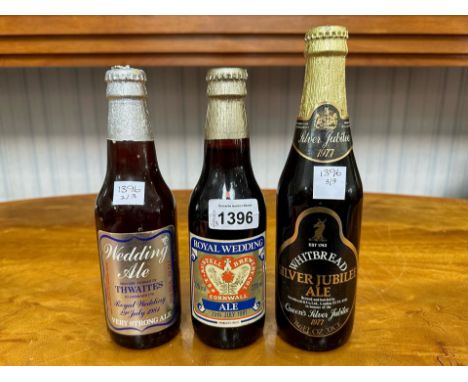 Three Vintage Bottles of Commemorative Ale, comprising two Royal Wedding 29th July 1981, Charles &amp; Diana, one St Austell 