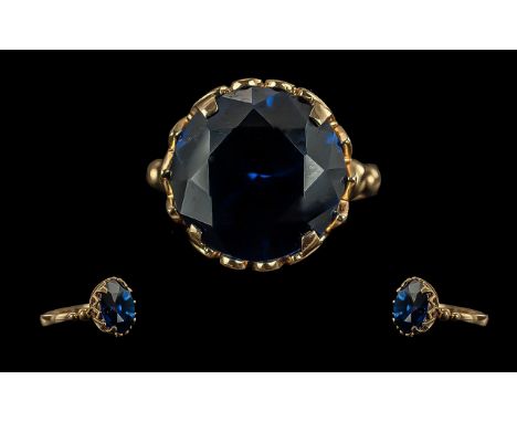 Ladies Impressive 18ct Gold Excellent Quality Single Blue Gem Stone Set Ring, marked 750 to interior of shank, the blue gem s