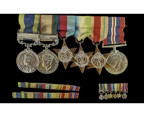A Group of Six Military Medals with Ribbons and Bars - Awarded to 2321875 - SGLN - J.V.Done, R Signals. Comprises 1/ George V