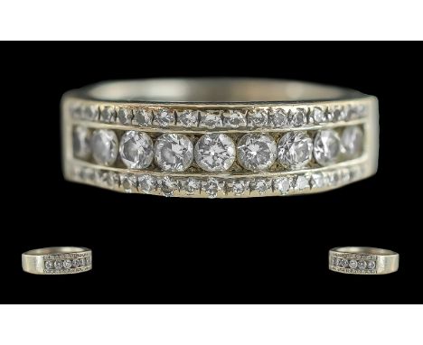 Ladies Pleasing Quality 18ct White Gold Diamond Set Dress Ring - Full Hallmark To Interior Of Shank. The Central Well Matched