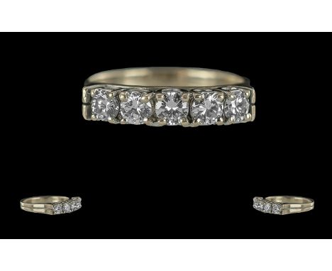 Ladies - Excellent Quality 18ct Gold 5 Stone Diamond Set Dress Ring. Marked 18ct to Interior of Shank, The Five Well Matched 