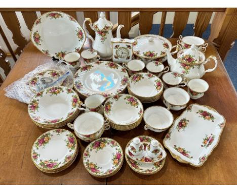 Royal Albert 'Old Country Roses' Tea/Dinner Service, comprising tea pot, coffee pot/hot water pot, sugar bowl, milk jug, six 